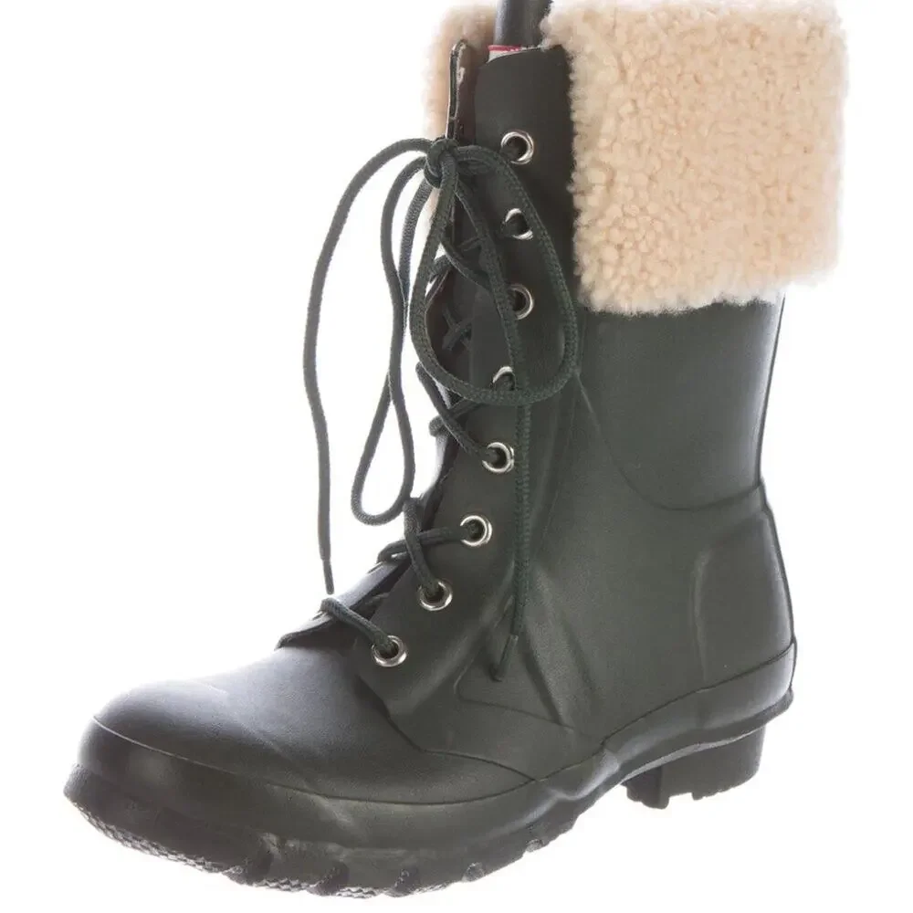 Hunter Adley Lace-Up Waterproof Boots – Forest Green (Women’s 9)